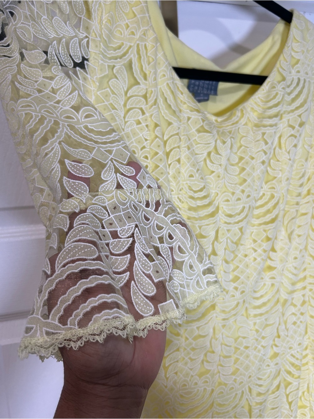 Rabbit Rabbit Rabbit Yellow Lace Midi Dress with Bell Sleeves - Picture 4 of 5